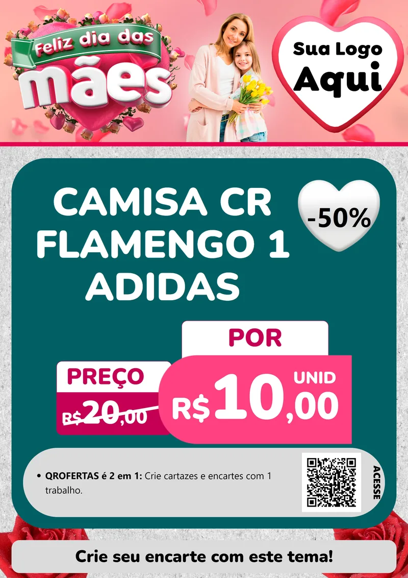 Modelo de Cartaz para Cartaz A4 Vertical com o tema Feliz Dia das Mães para Roupas e acessórios