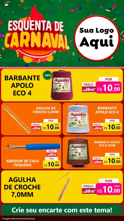 Modelo de TV para TV Vertical com o tema Esquenta de Carnaval para Armarinho e Aviamentos