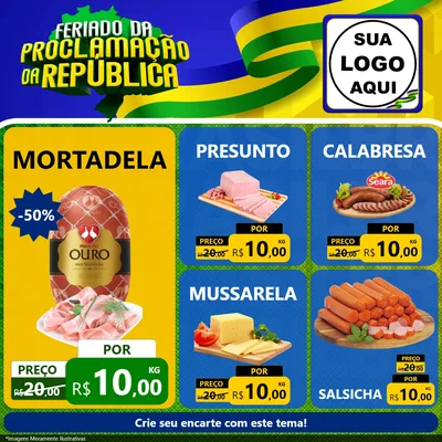 Modelo de Rede Social para Feed Facebook com o tema Feriado da Proclamação da República para Frios e Laticínios