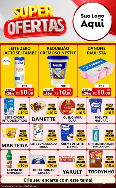 Modelo de Encarte para Encarte Grande com o tema Super Ofertas para Frios e Laticínios