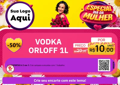 Modelo de Cartaz para Cartaz A4 Horizontal com o tema Especial Dia da Mulher para Distribuidora de bebidas