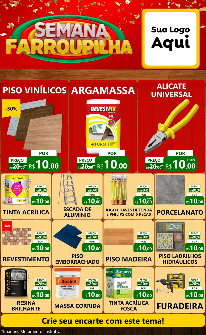Modelo de Encarte para Encarte Grande com o tema Semana Farroupilha para Material para Construção