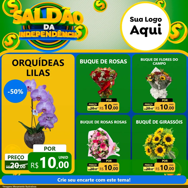 Modelo de Rede Social para Feed Facebook com o tema Saldão da Indepêndencia para Floricultura e jardim