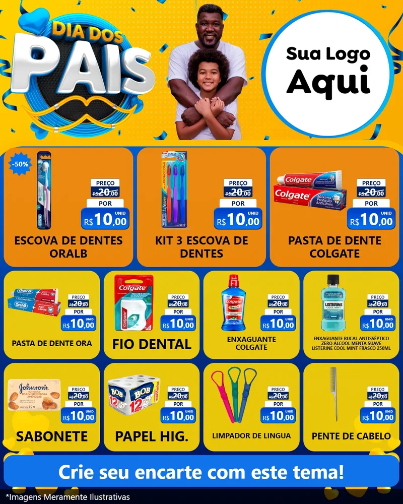 Modelo de Rede Social para Feed Instagram com o tema Dia dos Pais para Higiene Pessoal