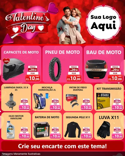 Modelo de Rede Social para Feed Instagram com o tema Valentine's Day para Moto peças
