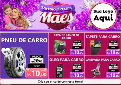 Modelo de Encarte para Encarte A4 Horizontal com o tema Sorteio Dia das Mães para Auto peças