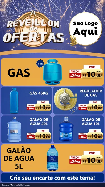 Modelo de TV para TV Vertical com o tema Réveillon de Ofertas para Água e gás