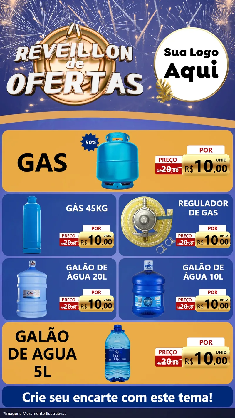 Modelo de TV para TV Vertical com o tema Réveillon de Ofertas para Água e gás