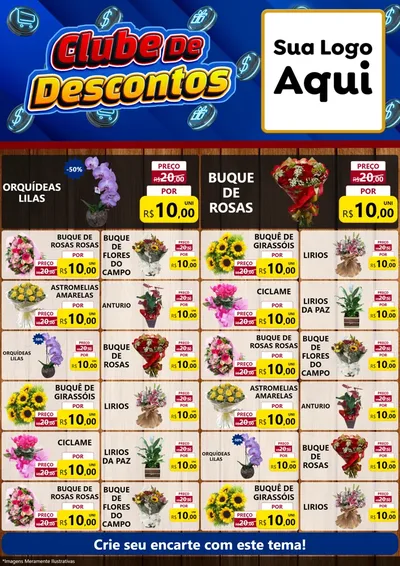 Modelo de Encarte para Encarte A4 Vertical com o tema Clube de Descontos para Floricultura e jardim