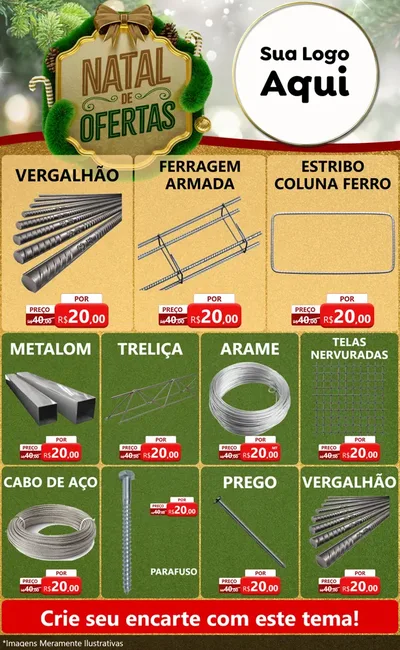 Modelo de Encarte para Encarte Grande com o tema Ofertas de Natal para Ferragens