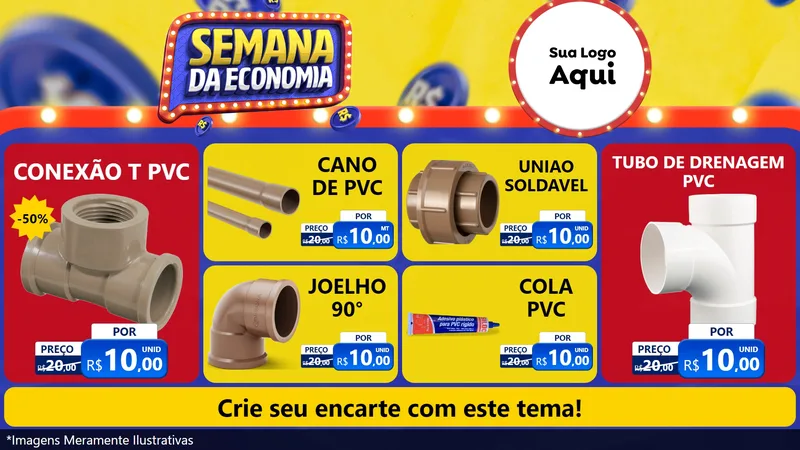 Modelo de TV para TV Horizontal com o tema Semana da Economia para Tubos e conexões