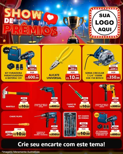 Modelo de Rede Social para Feed Instagram com o tema Show de Prêmios para Maquinas e Ferramentas