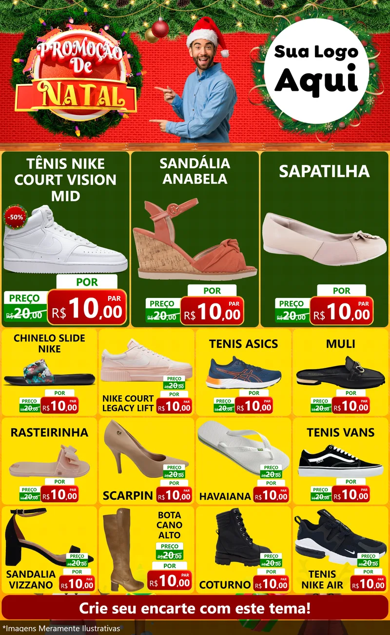 Modelo de Encarte para Encarte Grande com o tema Promoção de Natal para Calçados