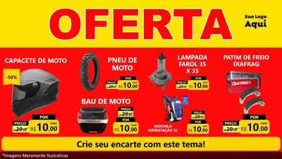 Modelo de TV para TV Horizontal com o tema OFERTA - Vermelho Cartaz para Moto peças