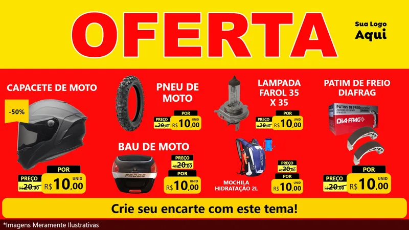 Modelo de TV para TV Horizontal com o tema OFERTA - Vermelho Cartaz para Moto peças