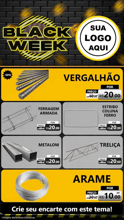 Modelo de TV para TV Vertical com o tema Black Week para Ferragens