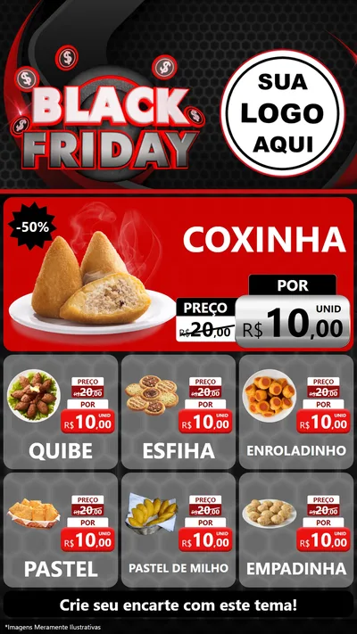 Modelo de Rede Social para Stories com o tema Black Friday para Salgadaria