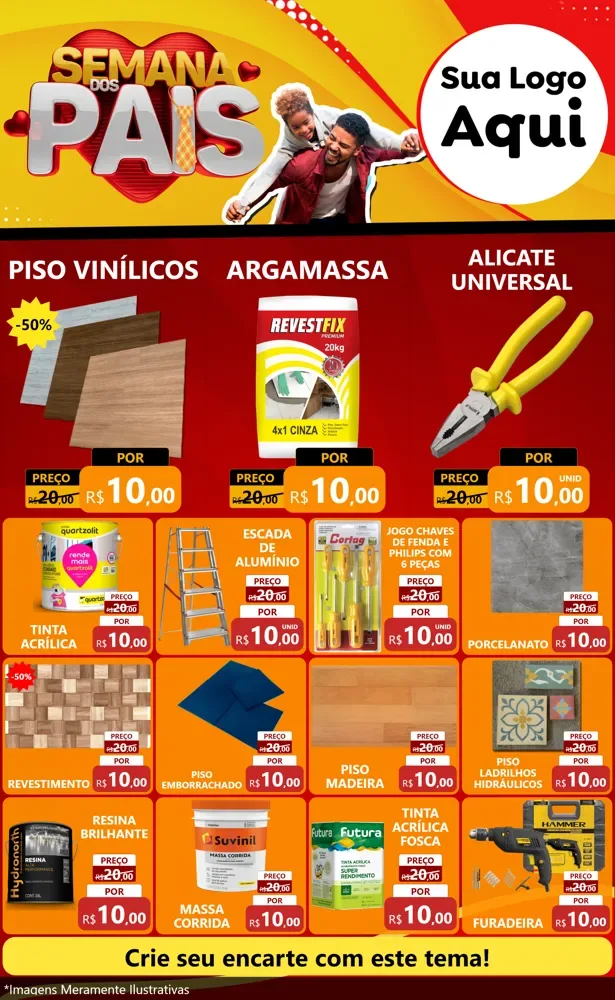Modelo de Encarte para Encarte Grande com o tema Semana Dos Pais para Material para Construção