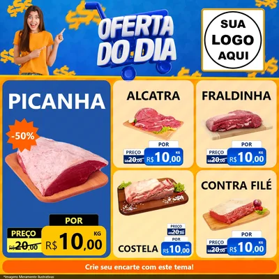 Modelo de Rede Social para Feed Facebook com o tema Oferta do Dia para Açougue