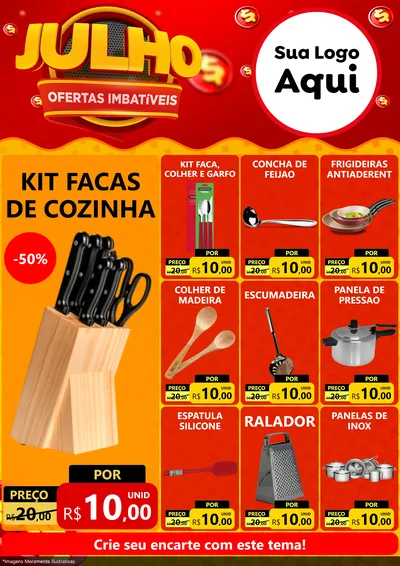Modelo de Encarte para Encarte A4 Vertical com o tema Julho Ofertas Imbatíveis para Utilidades Domésticas