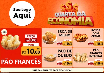 Modelo de Encarte para Encarte A4 Horizontal com o tema Quarta da Economia para Padaria