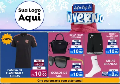 Modelo de Encarte para Encarte A4 Horizontal com o tema Ofertas de Inverno para Roupas e acessórios