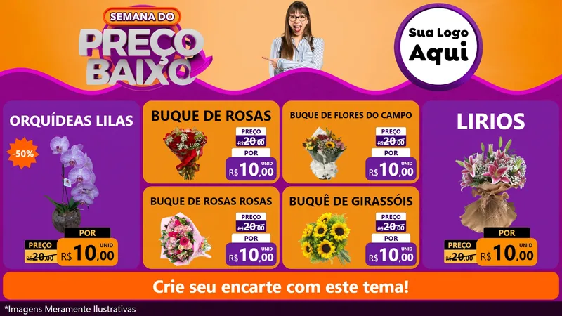 Modelo de TV para TV Horizontal com o tema Semana do Preço Baixo para Floricultura e jardim