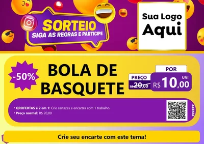 Modelo de Cartaz para Cartaz A4 Horizontal com o tema Sorteio para Artigos Esportivos