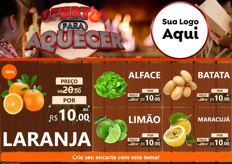 Modelo de Encarte para Encarte A4 Horizontal com o tema Ofertas Para Aquecer para Hortifrúti