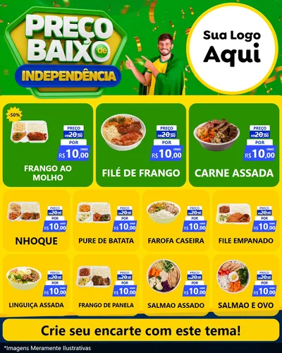 Modelo de Rede Social para Feed Instagram com o tema Preço Baixo de Independência para Restaurante