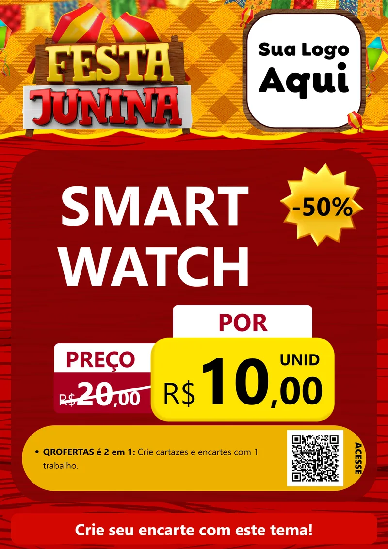 Modelo de Cartaz para Cartaz A4 Vertical com o tema Festa Junina para Informática