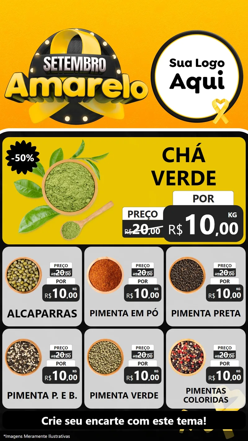 Modelo de Rede Social para Stories com o tema Setembro Amarelo para Produtos Naturais