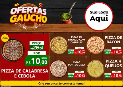 Modelo de Encarte para Encarte A4 Horizontal com o tema Ofertas Dia do Gaúcho para Pizzaria