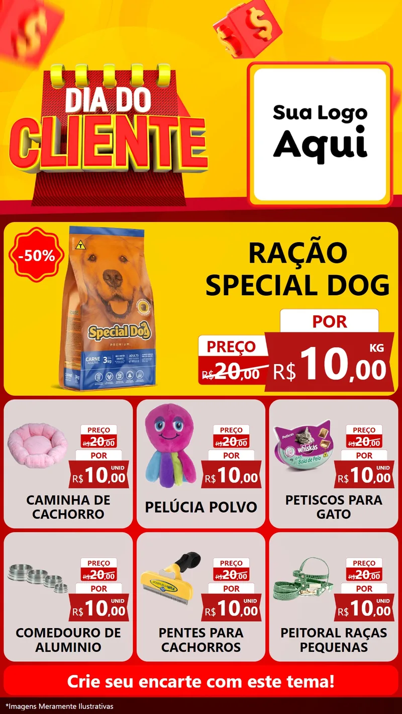 Modelo de Rede Social para Stories com o tema Dia do Cliente para Pet Shop