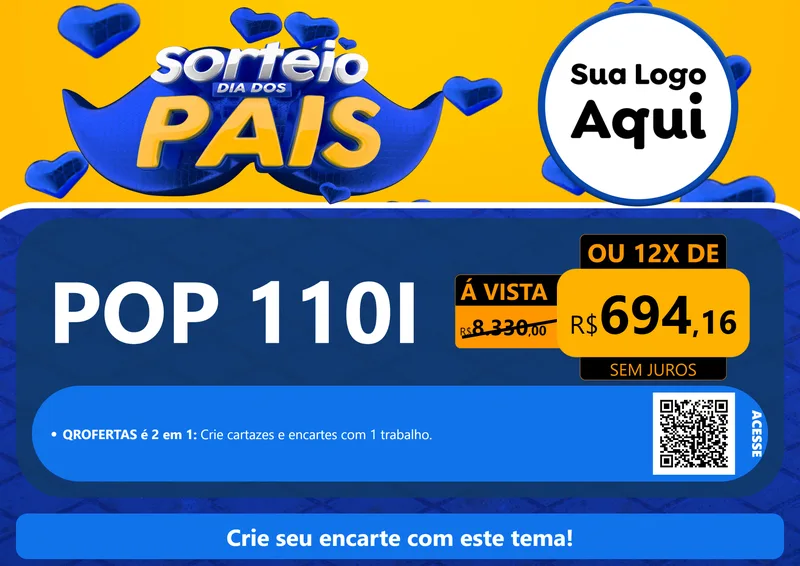 Modelo de Cartaz para Cartaz A4 Horizontal com o tema Sorteio Dia dos Pais para Concessionaria de Motos