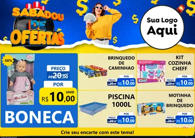 Modelo de Encarte para Encarte A4 Horizontal com o tema Sabadou de Ofertas para Brinquedos