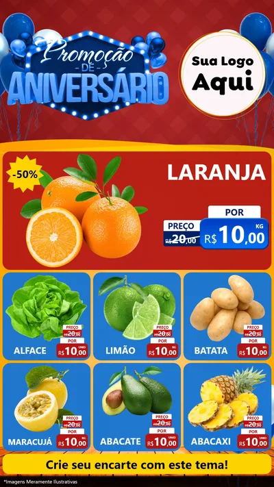 Modelo de Rede Social para Stories com o tema Promoção de Aniversário para Hortifrúti
