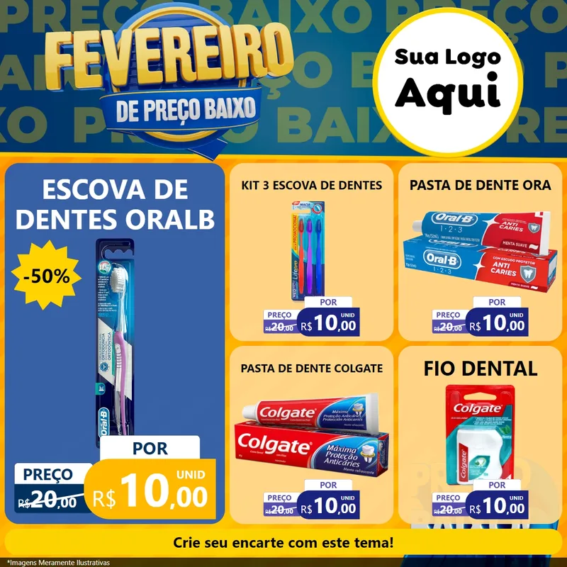 Modelo de Rede Social para Feed Facebook com o tema Fevereiro de Preço Baixo para Higiene Pessoal