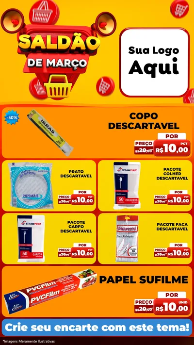Modelo de TV para TV Vertical com o tema Saldão de Março para Embalagens