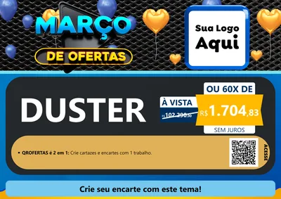 Modelo de Cartaz para Cartaz A4 Horizontal com o tema Março de Ofertas para Concessionaria de Carros
