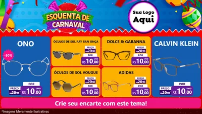 Modelo de TV para TV Horizontal com o tema Esquenta de Carnaval para Óticas