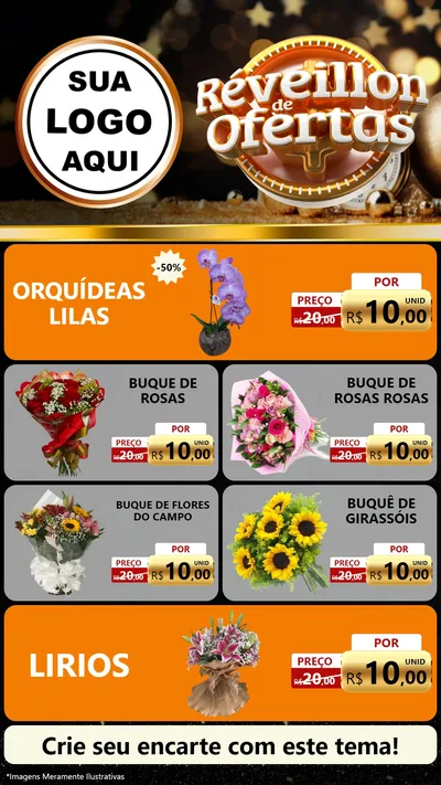 Modelo de TV para TV Vertical com o tema Réveillon de Ofertas para Floricultura e jardim