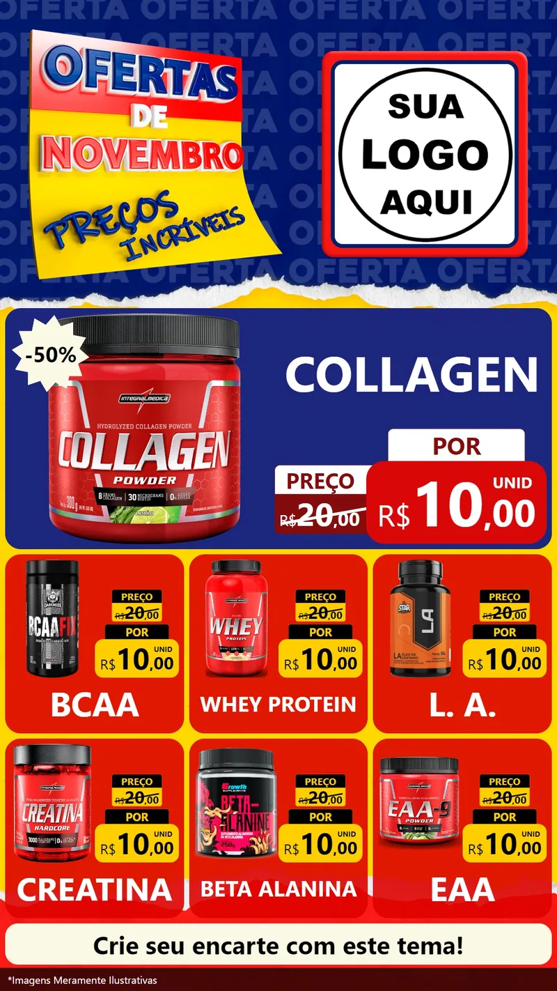 Modelo de Rede Social para Stories com o tema Ofertas de Novembro - Preços Incríveis para Suplementos alimentares