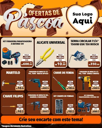 Modelo de Rede Social para Feed Instagram com o tema Ofertas de Páscoa para Maquinas e Ferramentas