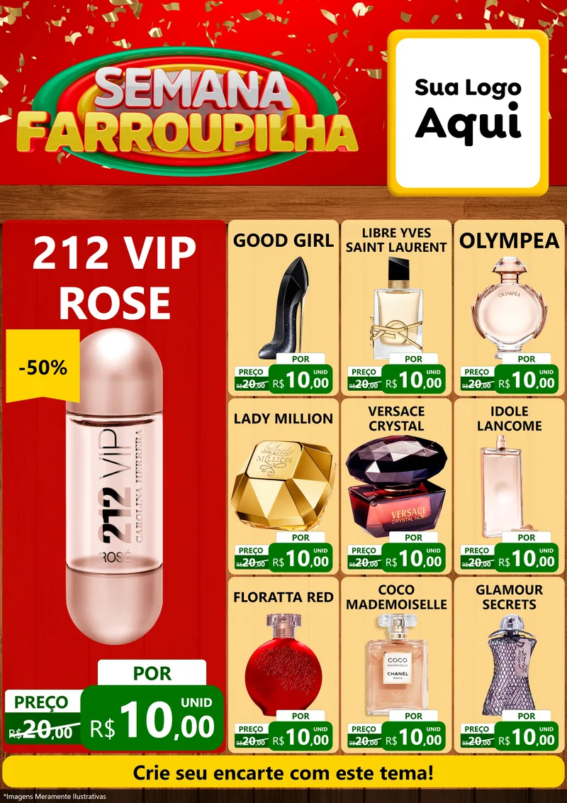 Modelo de Encarte para Encarte A4 Vertical com o tema Semana Farroupilha para Perfumes