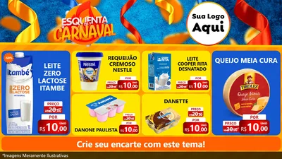 Modelo de TV para TV Horizontal com o tema Esquenta de Carnaval para Frios e Laticínios