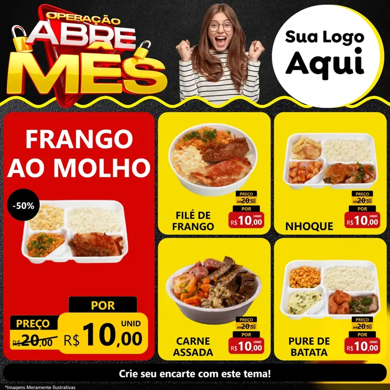Modelo de Rede Social para Feed Facebook com o tema Operação Abre Mês para Restaurante