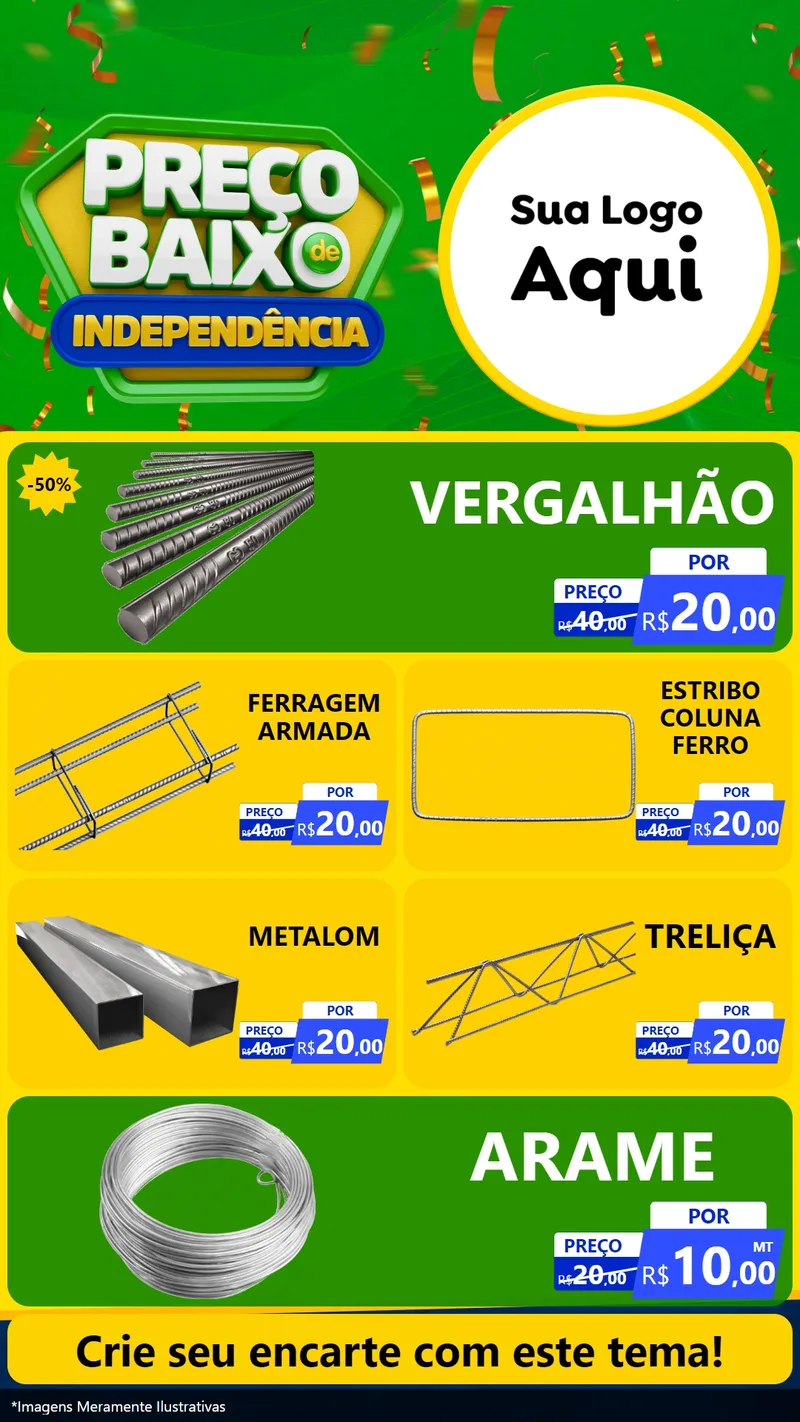 Modelo de TV para TV Vertical com o tema Preço Baixo de Independência para Ferragens