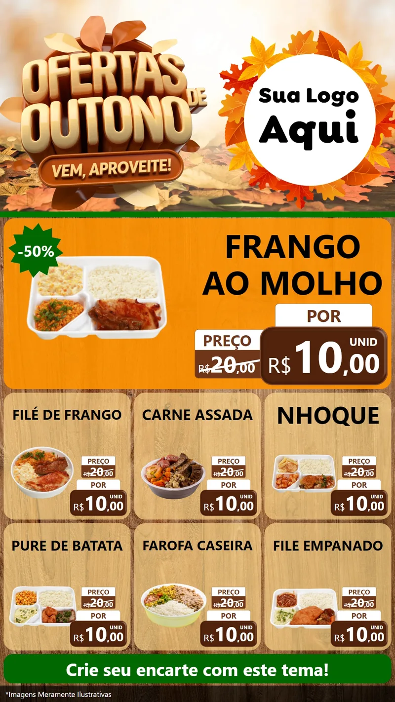 Modelo de Rede Social para Stories com o tema Ofertas de Outono - Vem, Aproveite! para Restaurante