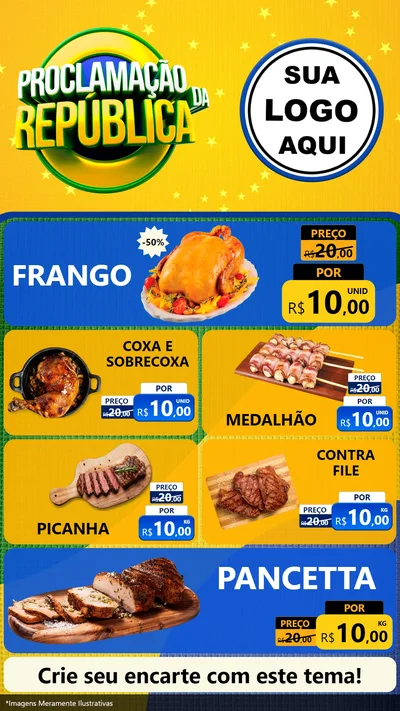 Modelo de TV para TV Vertical com o tema Proclamação da República para Assados